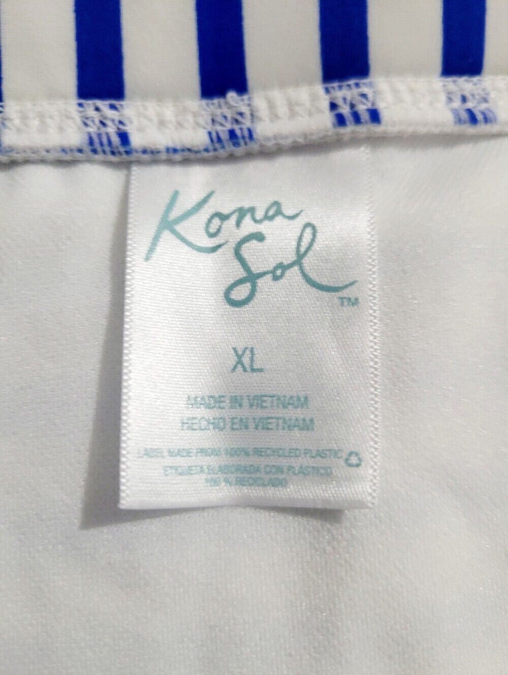 Kona Sol Blue White Stripe Bikini Swimsuit Set Top 16W Bottom XL Padded Beach - Picture 10 of 15